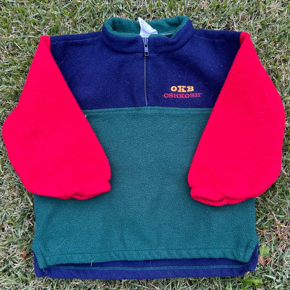 Vintage 90’s Oshkosh b’gosh fleece quarter zip color block